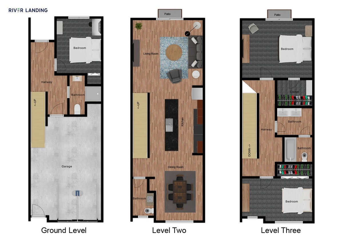 Floor Plan - Three Bedroom Townhome