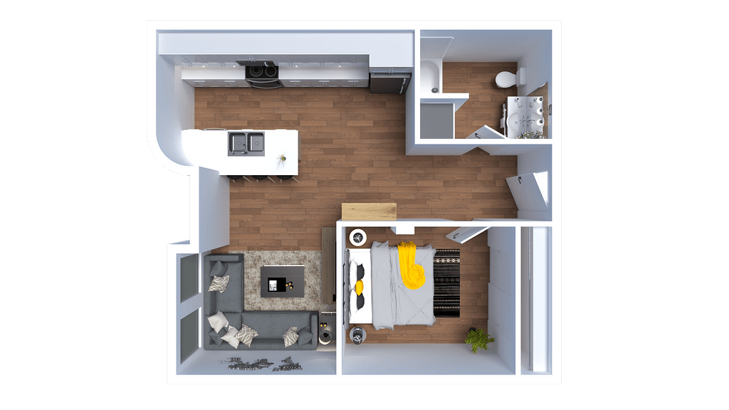 Floor Plan - B - 1 Bed 1 Bath