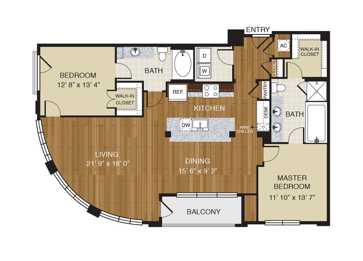 WaterWall Place - B4 - 2 Beds - 2 Baths - 1447 Sq. ft. - B4