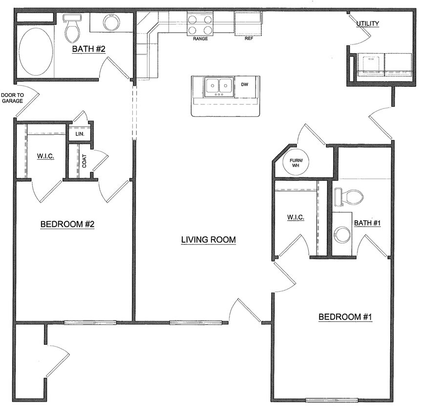 Floor Plan - 2 bedroom w/ garage