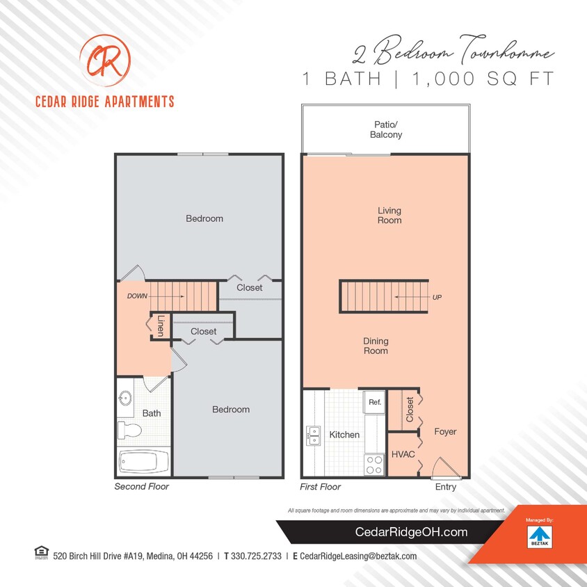 Floor Plan - Two Bedroom One Bathroom