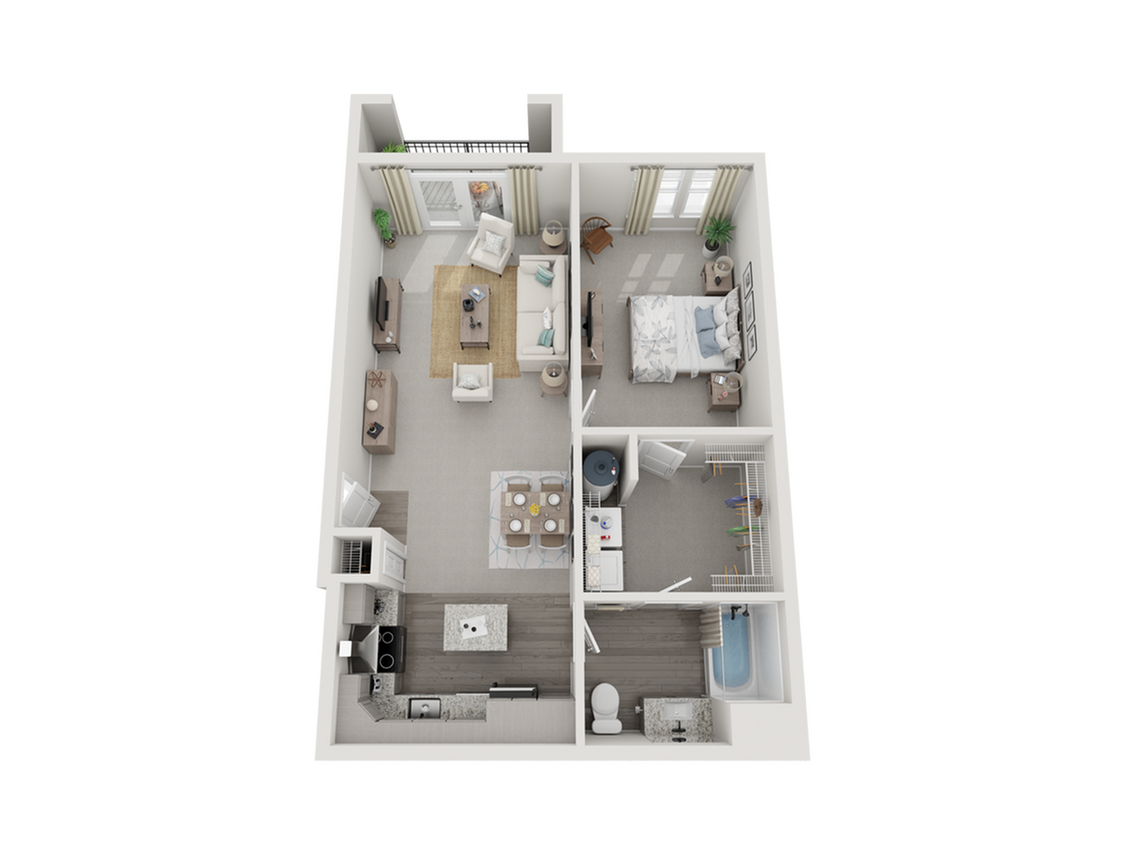 Explore this efficient layout designed for modern living. - 1 Bed 1 Bath - 727 Sq. Ft.