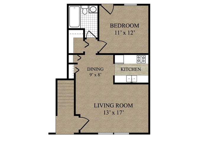Floor Plan - 1 Bed 1 Bath