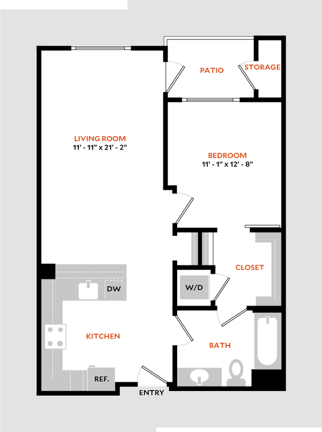 Floor Plan - Plan 1B-BMR (Income Limit)