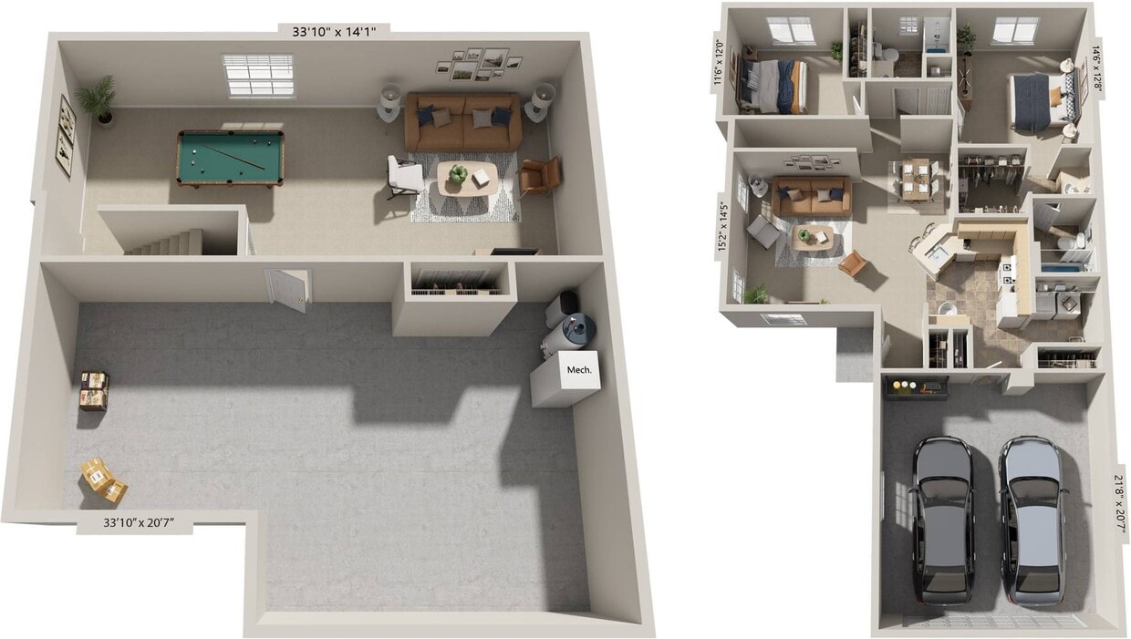 Floor Plan - Two Bedroom Ranch
