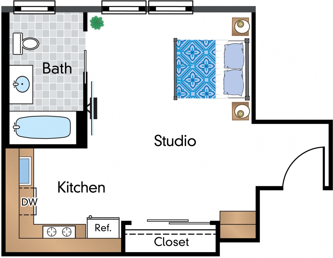 Floor Plan - Renovated Studio 03A Tier