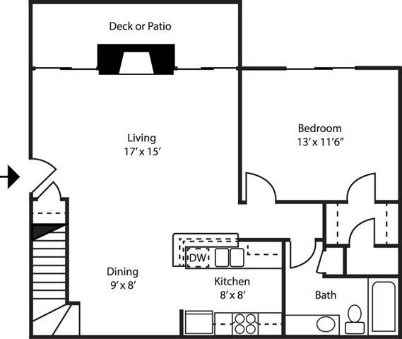 Floor Plan - 1BR-1BA GARDEN
