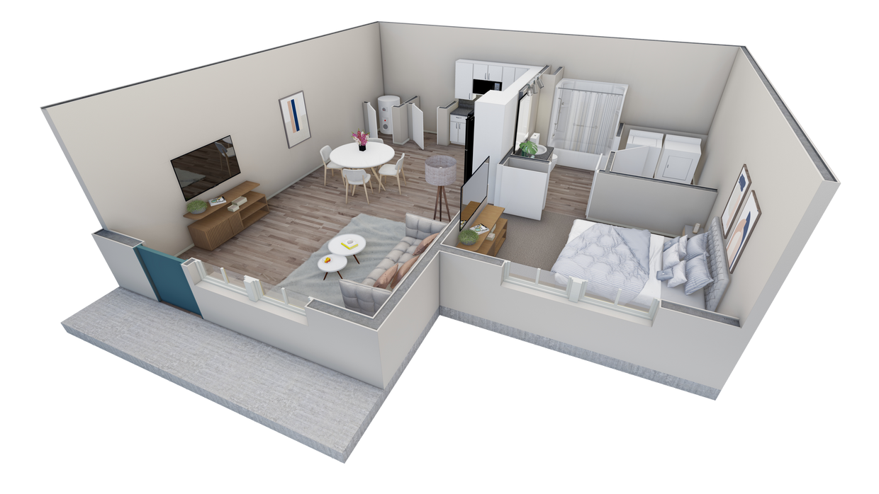 Floor Plan - 1 BR Retreat Courtyard