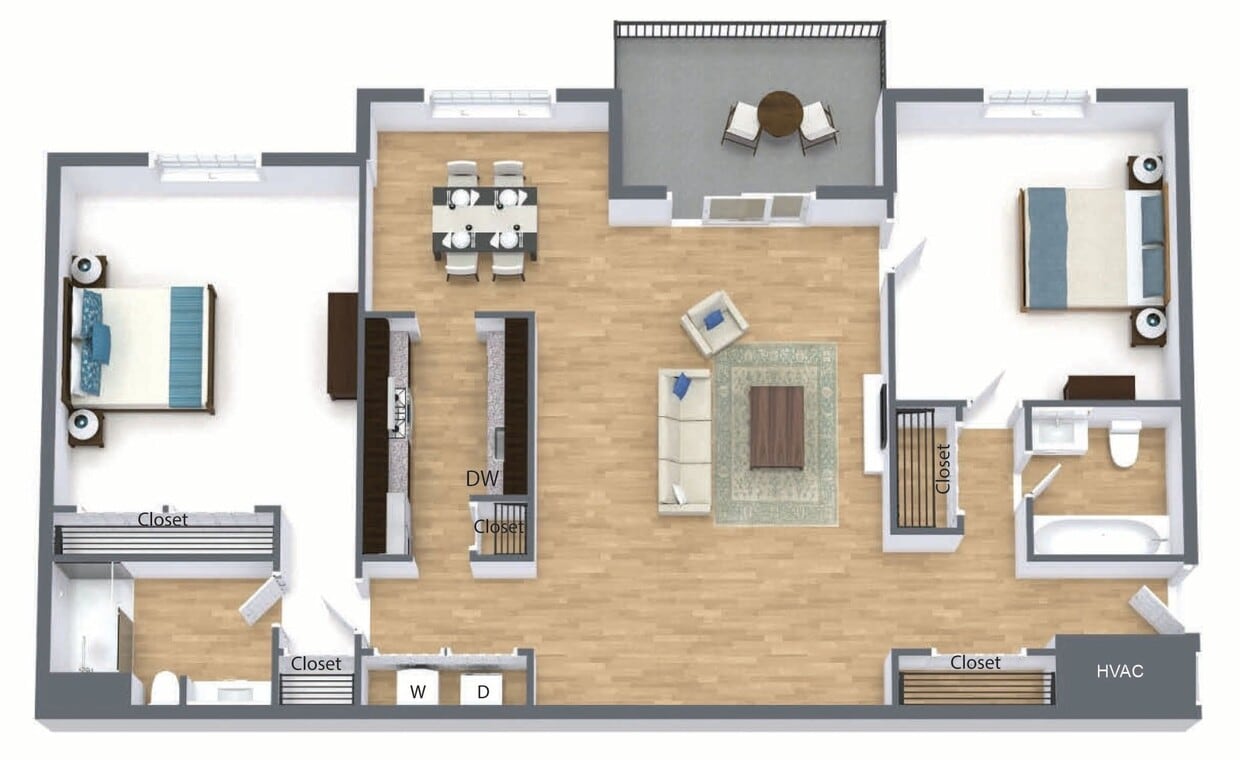 Floor Plan - 2 Bedroom  2 Bath  Deluxe