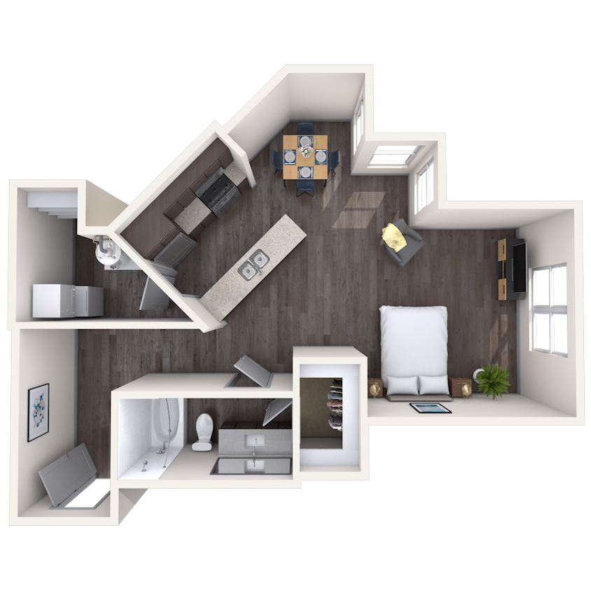 Floor Plan - Studio 0x1 650 SF
