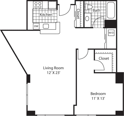 Floor Plan - One Bedroom 863