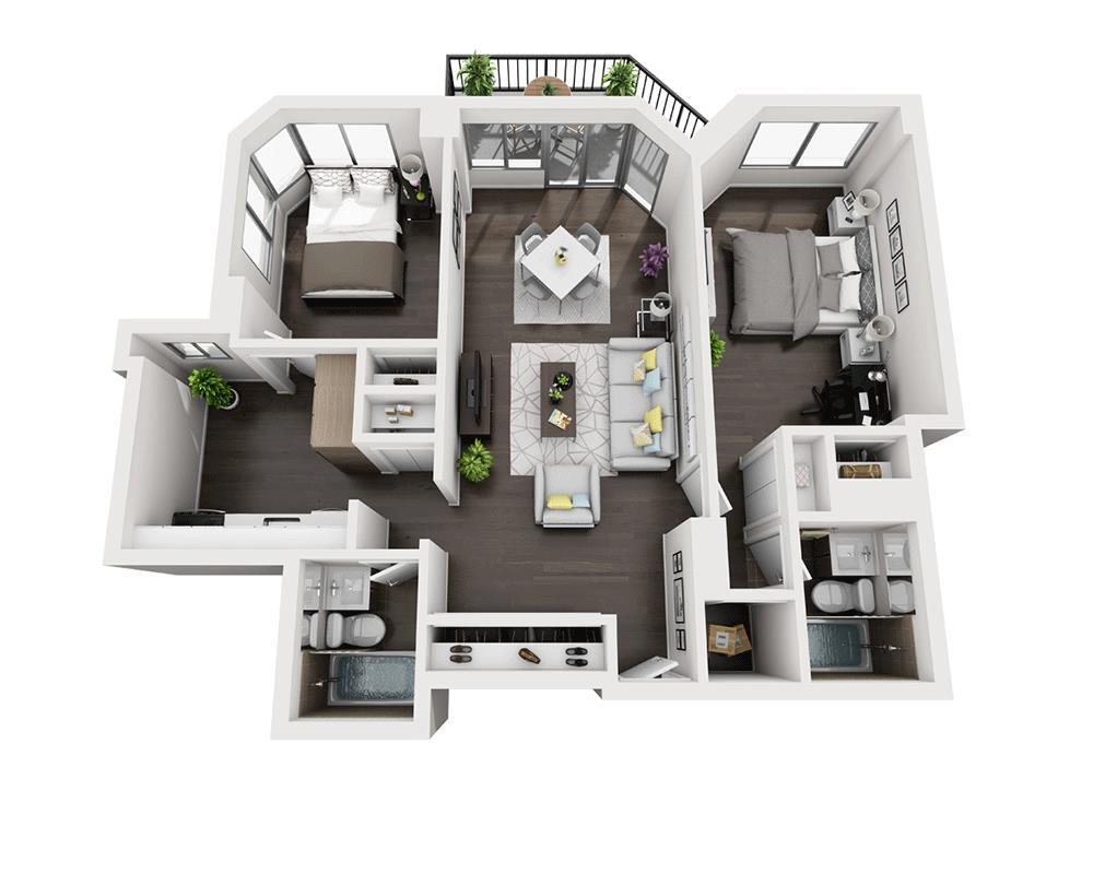 Floor Plan - Two Bedroom B2A-W