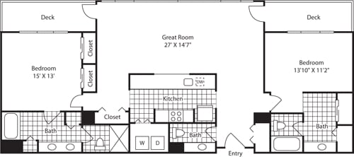 Floor Plan - 2 Bed SE Penthouse Water