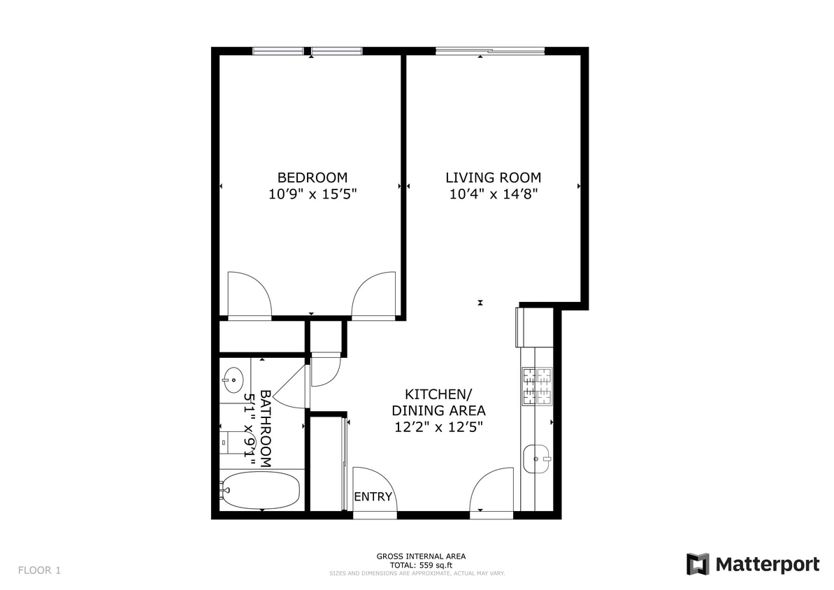 1 Bed 1 Bath - 1 - C