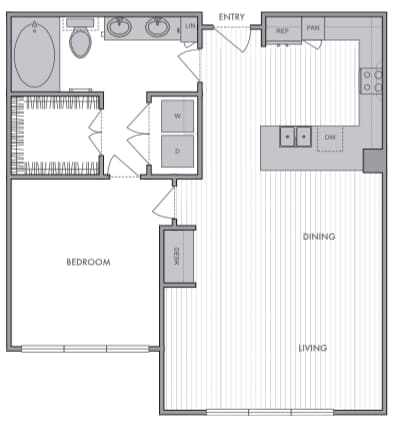 Floor Plan - 1 Bed_1 Bath_G