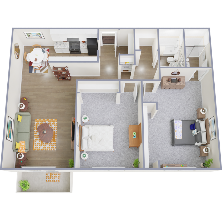 Floor Plan - 2 Bedrooms/2 Bath