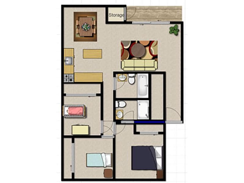 Floor Plan - 3 Bedroom 2 Bath