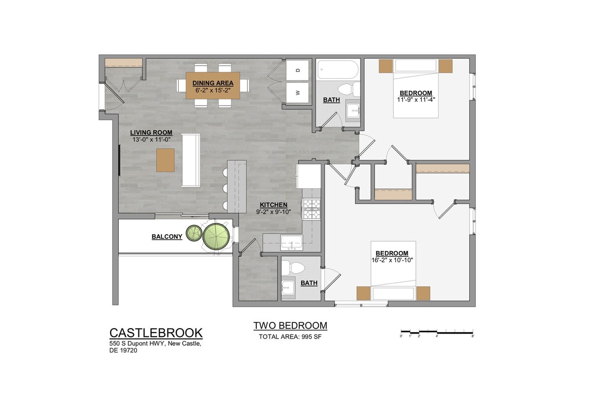Floor Plan - 2 Bed | 1.5 Bath