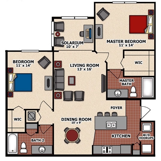 2 Bed 2 Bath - 2x2 Patio