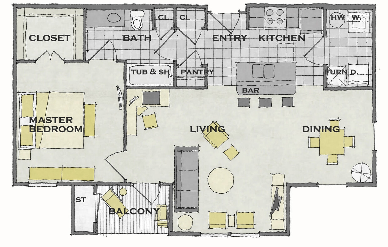 Floor Plan - One Bedroom A/B