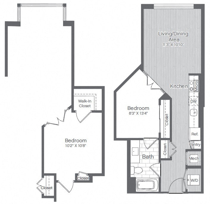 Floor Plan - 1 Bed/1 Bath-A8a