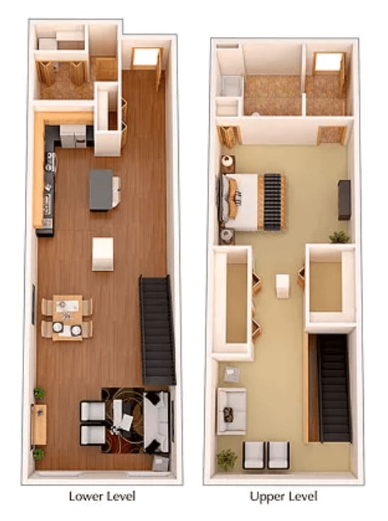 Floor Plan - 1 Bed - 1.5 Bath Plus Open Room