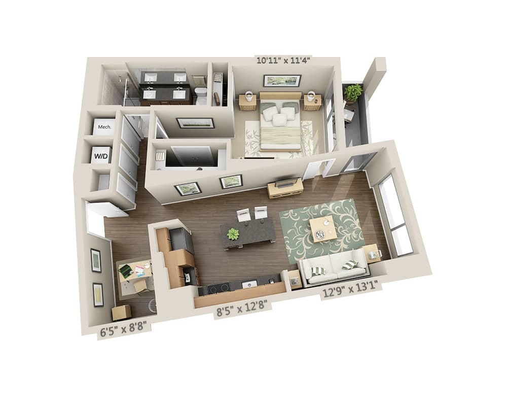 Floor Plan - One Bedroom A1SD
