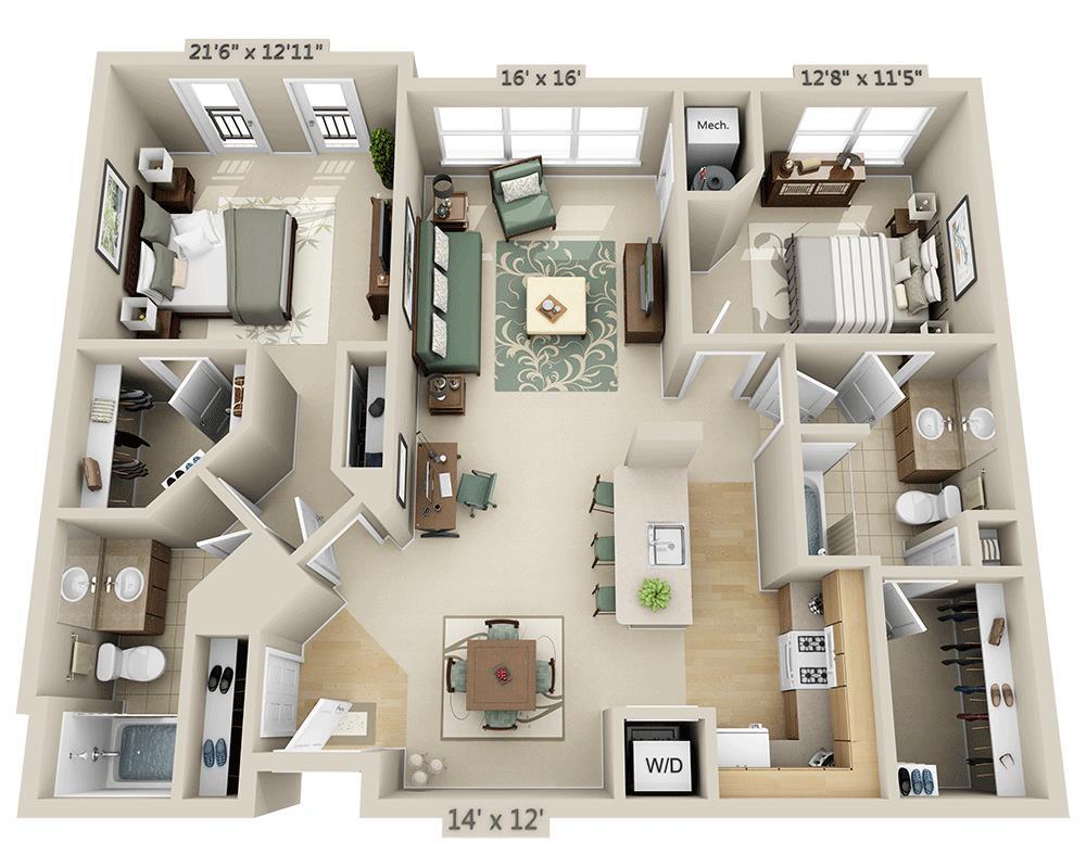 Floor Plan - Two Bedroom B2D