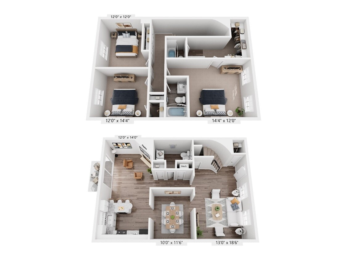 Floor Plan - 3 bed 2.5 bath Town Renovated - Jennings