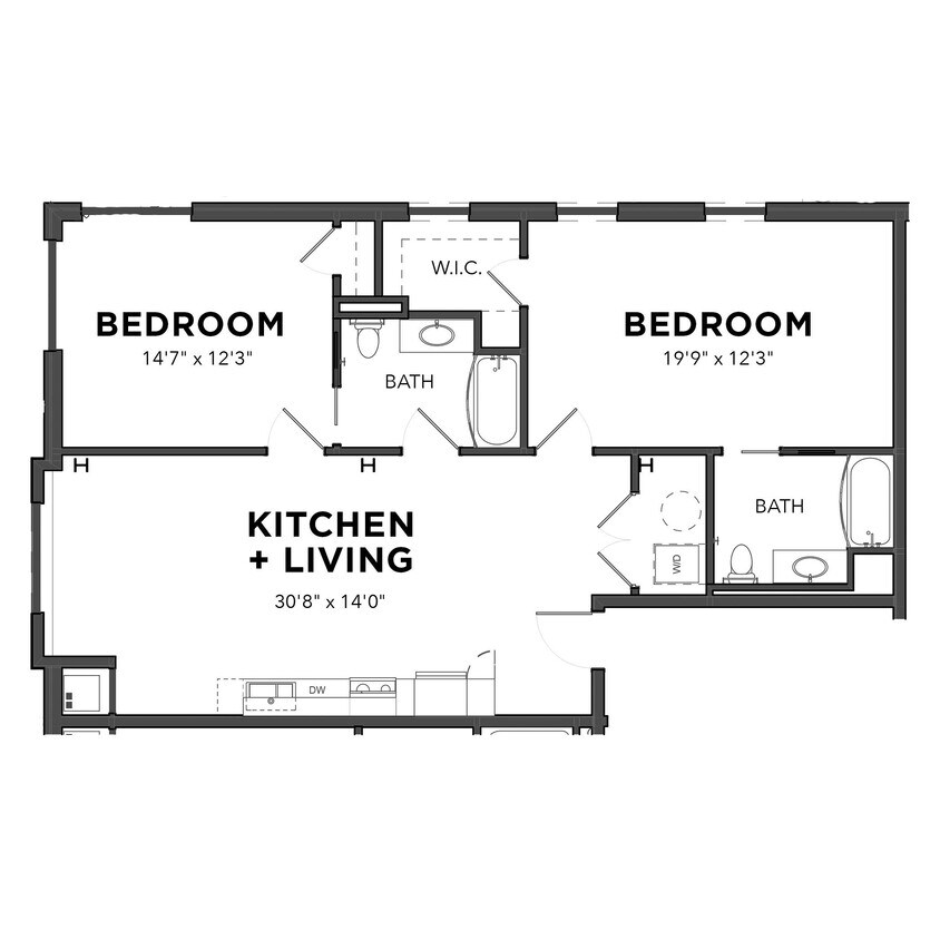 Floor Plan - The 2 Bedroom 9 (Orange)