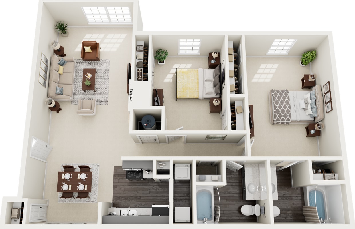 Floor Plan - 2/2 1242sf