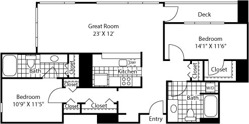Floor Plan - 2 Bed 701-2301 SE