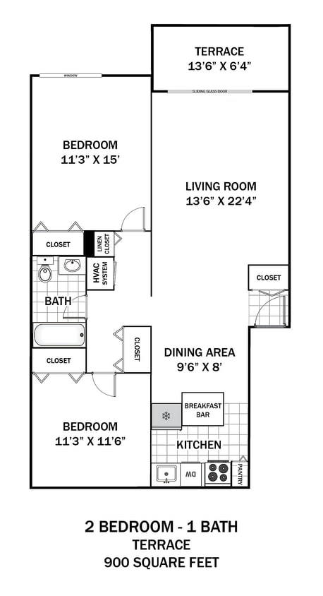 . - 2 Bedroom Terrace