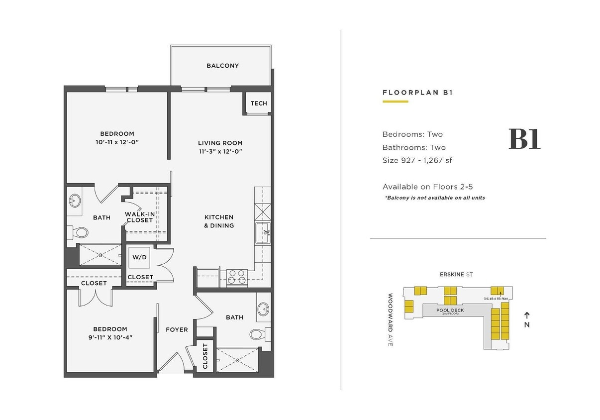 Floor Plan - 1 Bedroom w/ Den Unit  - B1