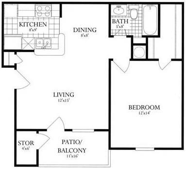 Floor Plan - 1 Bed, 1 Bath 644 SF 11