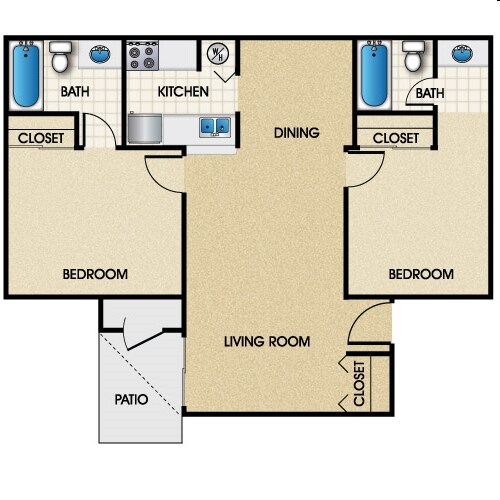 2BR/2BA - 2x2 WD