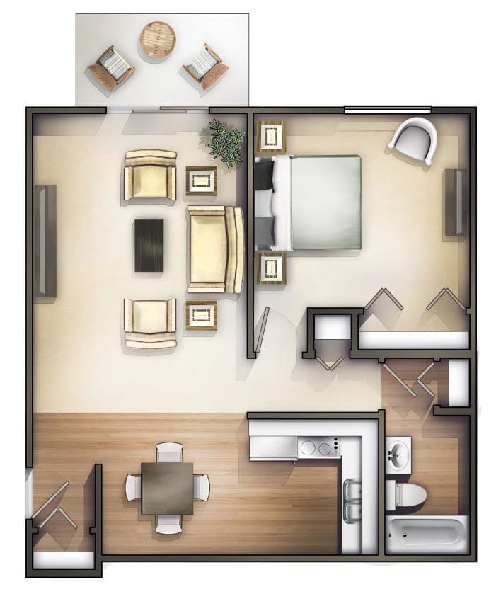 Floor Plan - 1x1 670