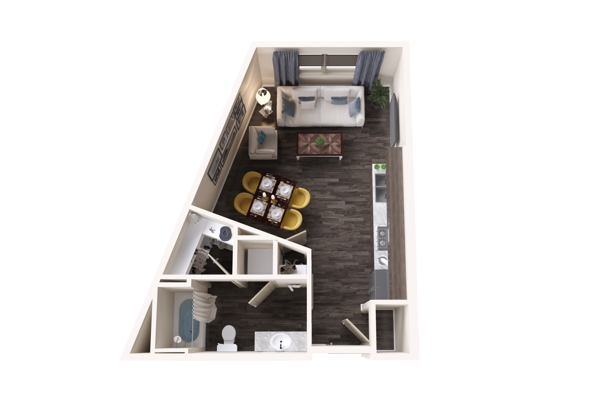Studio Apartment with Spacious Walk-in Closet - Aquamarine