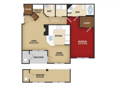 Floor Plan - One Bedroom C