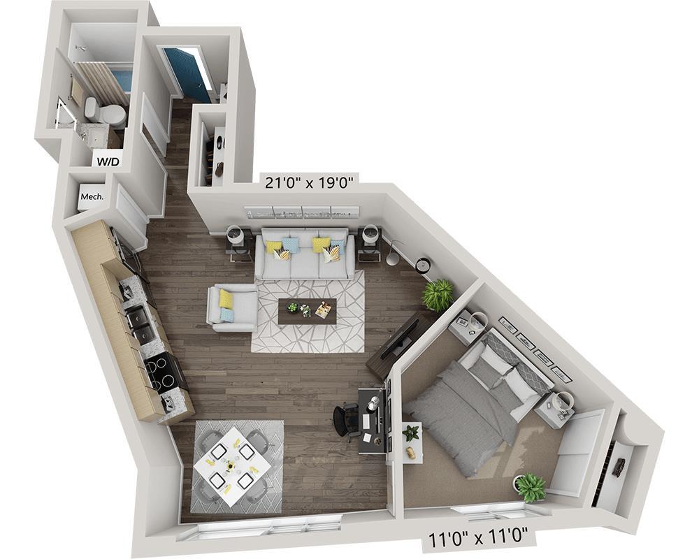 Floor Plan - One Bedroom A1P