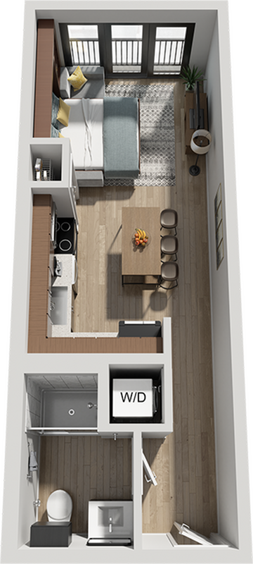 Studio-Floor-Plan-Signature-Music-Row-Apartments-Nashville-TN - A0 - Furnished
