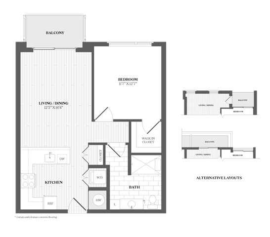 Floor Plan - 1 Bed/1 Bath-A2a 367 Orange