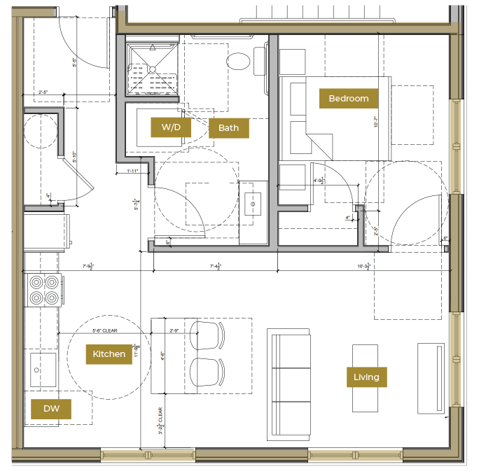 Floor Plan - 1 Bedroom Floor Plan M (Accessible) | Lofts North