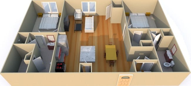 2 Bedroom Floor Plan - West Point Loft