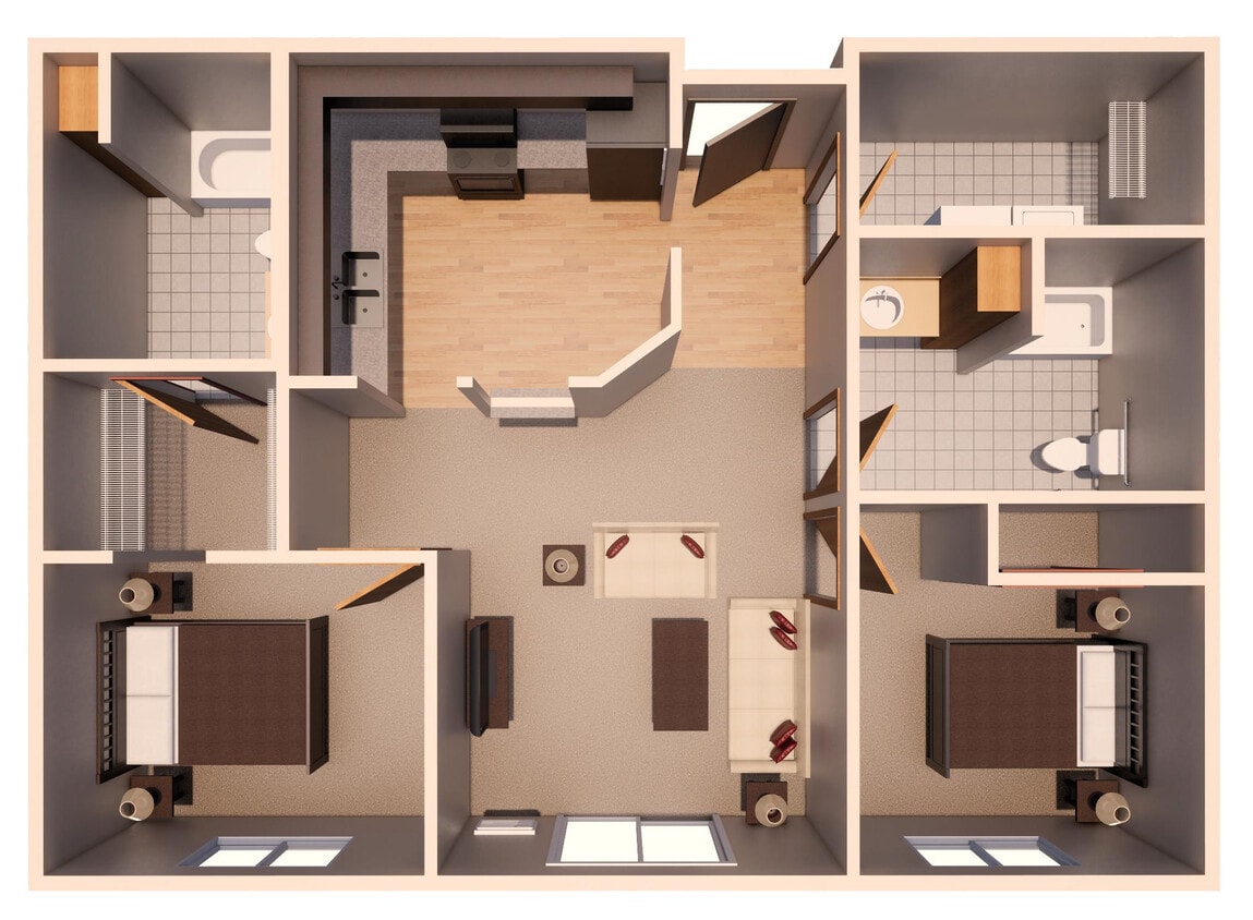 Floor Plan - Thistle | 2 Bedroom 2 Bathroom