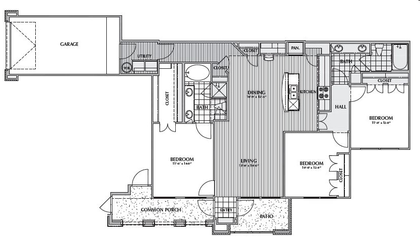 D1-KING, 3X2 1437SF (WITH ATTACHED GARAGE) - D1