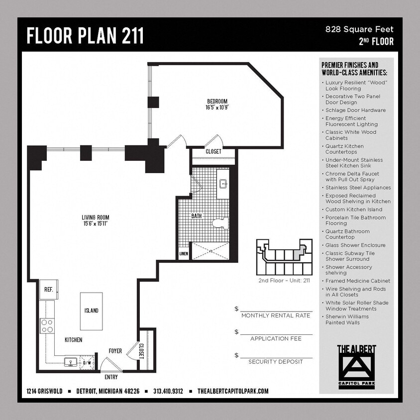 Floor Plan - 1 Bedroom Unit - 211
