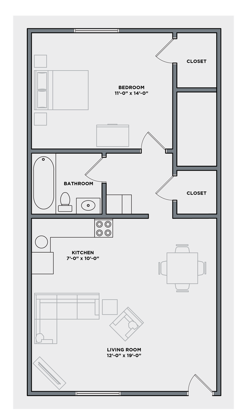 Floor Plan - One Bed, One Bath