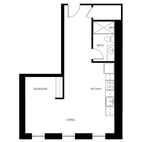 Studio | 1 Bath | 384-685 SQ FT - S3-AB