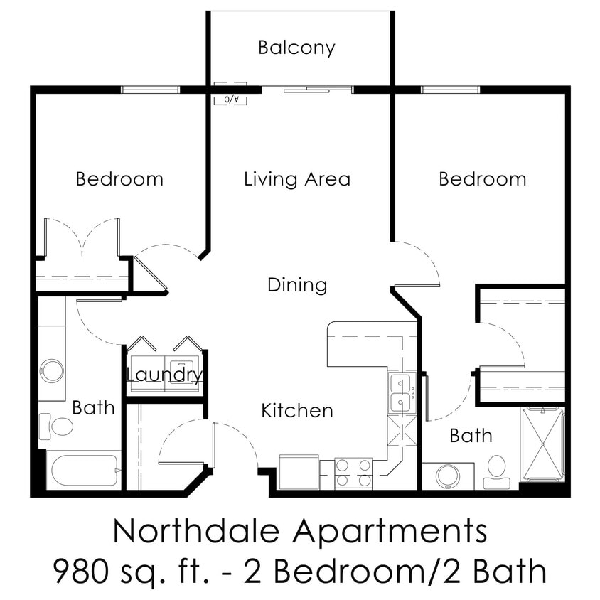 Floor Plan - Northdale Apartments - Free WiFi and Garage Inc...